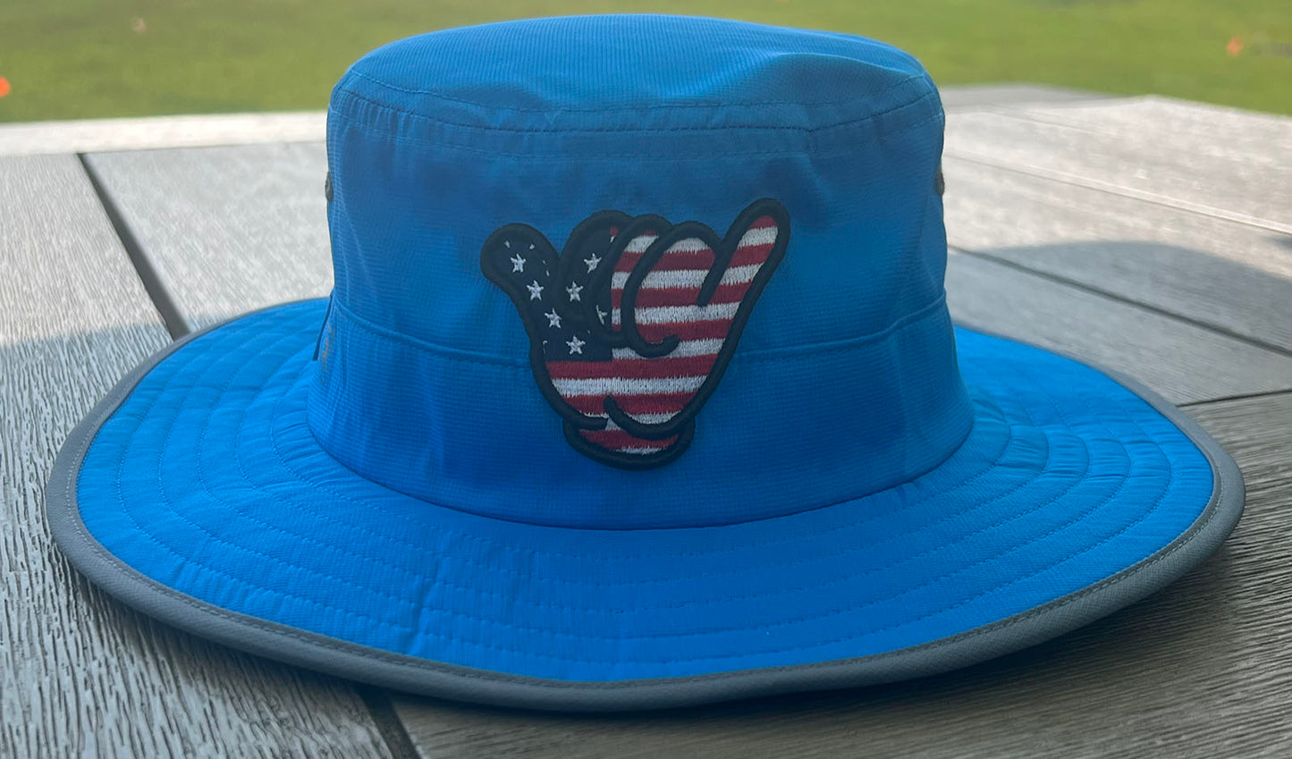 USA FLAG Hang Loose - Cyan Blue Bucket