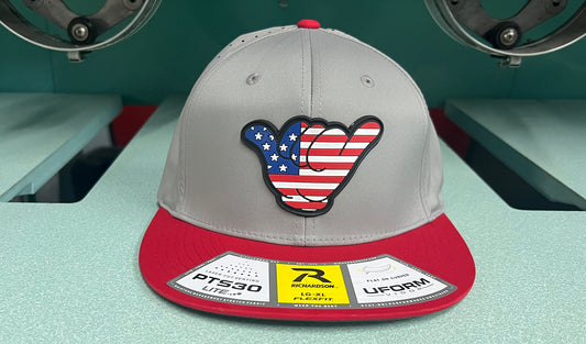 USA Flag Hang Loose PVC Hat - Richardson PTS30 Gray/Red