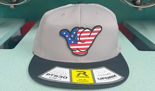 USA Flag Hang Loose PVC Hat - Richardson PTS30 Gray/Black