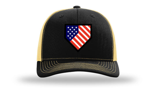 Homeplate USA Flag - R112  Black/Vegas Gold