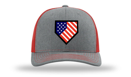 Homeplate USA Flag - R112  Heather Gray/Red