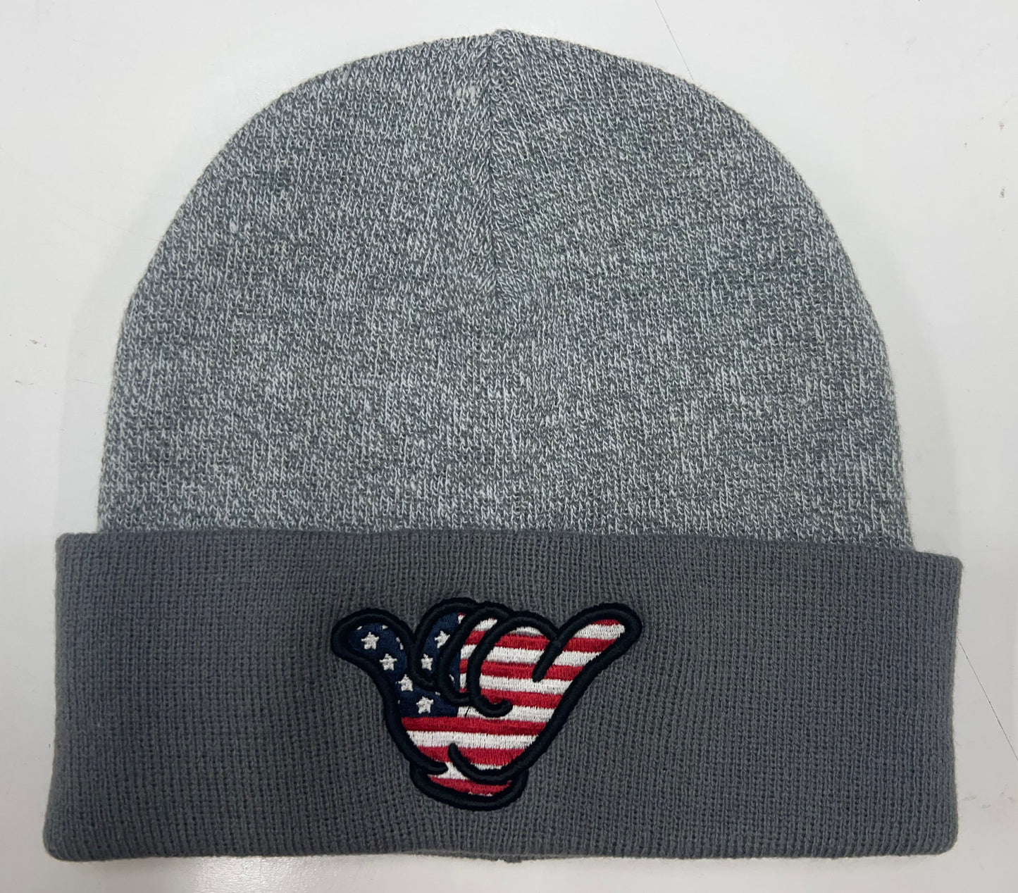 Hang Loose Hand USA Flag - Gray Beanie