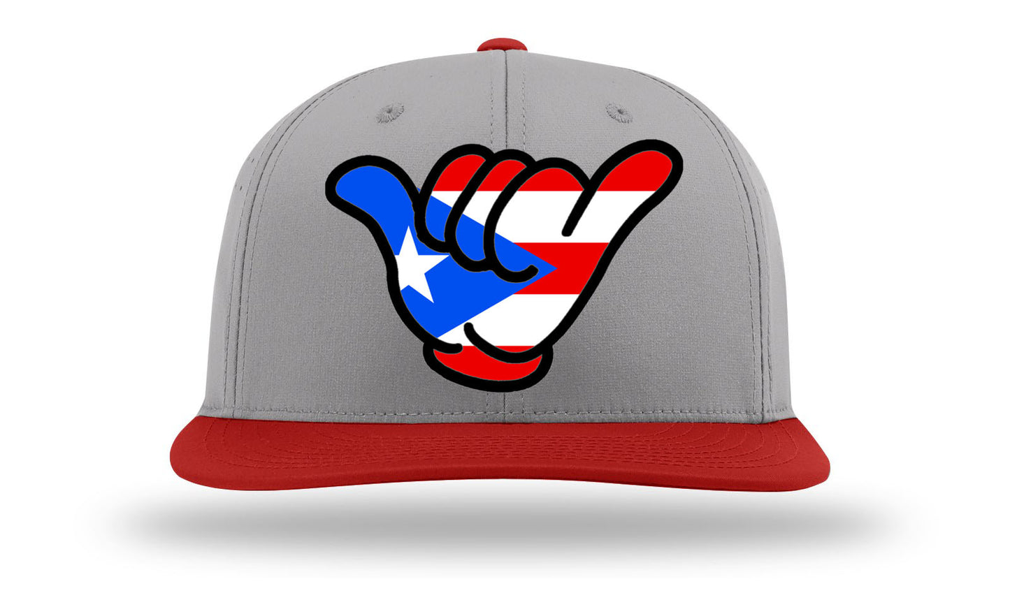 Puerto Rico Flag Shaka Caps - PTS30 Gray/Red