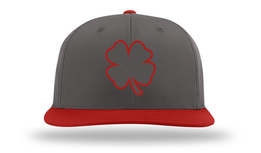 Its All Luck Gray Clover Red Outline PTS30 Gray/Red Cap